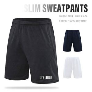 Shorts de sport décontractés pour hommes, séchage rapide, respirants, anti-plis, taille élastique, couleur unie, 100% polyester, velours extensible, logo personnalisé - Product Image 4
