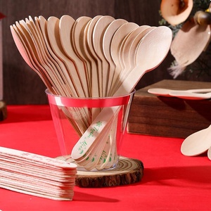 100% Phân Hủy Sinh Học Compostable 6.3Inch Dùng Một Lần Bằng Gỗ Giáng Sinh Thìa Tùy Chỉnh In Nature Logo Cho Các Bên - Product Image 3