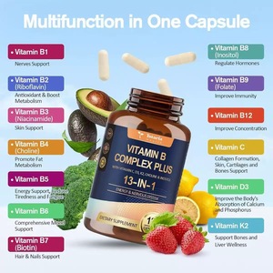 Vitamine B Complex 13-in-1 <span class=keywords><strong>capsules</strong></span> met vitamine C, D3, K2, choline & inositol. Vitamine B Complex supplementen. Vitamine B mix. - Product Image 1