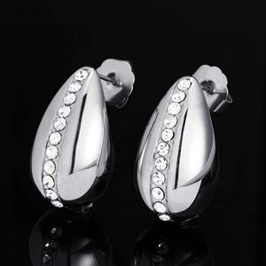 Pendientes de Gota de Agua con Incrustaciones de Diamantes de Circonio, Acero Inoxidable Chapado en Oro de 18K, Joyería de Moda de Alta Calidad para Mujer - Product Image 2
