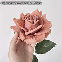 Rose artificielle en mousse à toucher réel, couleur dégradée, tige de rose artificielle, fleur artificielle pour mariage vintage, vente en gros