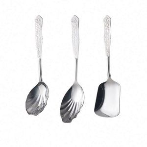Juego de 3 Cucharas de Acero Inoxidable Económicas de Fábrica, con un Hermoso Diseño de Concha, Aptas para Lavavajillas, Estilo Chino, para Cocinar - Product Image 1