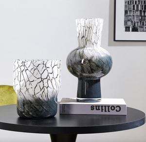 Vase cloche en verre cristal au design moderne et créatif, motif encre colorée, pour la maison, le bureau, l'hôtel, le restaurant, la table basse - En promotion - Product Image 5