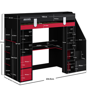 Diseño de <span class=keywords><strong>Cama</strong></span> Alta para Adolescentes con Espacio para Juegos y Computadora, Mesa y Escaleras de Almacenamiento - Product Image 6