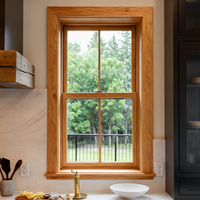 Ventana Vertical de Madera Sólida para Exterior, de Hoja Única, Resistente a Huracanes, con Vidrio Templado de Repuesto