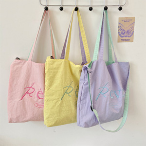 Sac fourre-tout en toile simple pour femme, nouvelle édition coréenne 2026, grande capacité, brodé, polyvalent, sac à bandoulière - Product Image 3