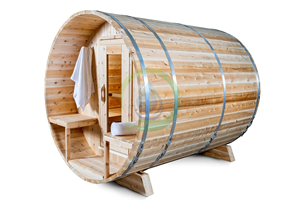 Salle de sauna à vapeur en bois pour 6 personnes, cèdre/pin purement rouge de l'Ouest canadien, sauna tonneau extérieur avec cuisinière électrique - Product Image 4