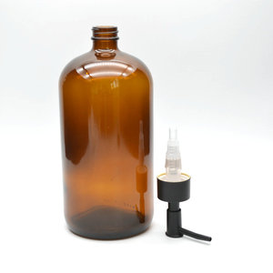 زجاجة بوسطن كهرمانية اللون سعة 1000 مل (1 لتر) مع مضخة توزيع - Product Image 2