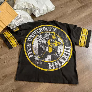 Camiseta unisex de lavado de gran tamaño recortada de peso pesado vintage liso vintage ropa de calle de alta calidad con logotipo estampado personalizado - Product Image 2