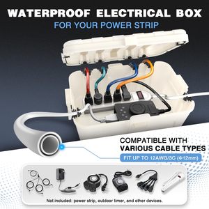 Caja Eléctrica Exterior Blanca Grande IP55, Impermeable, 8.5"D x 12.5"W x 5"H pulgadas, Cubierta para Cable de Extensión Resistente a la Intemperie - Product Image 2