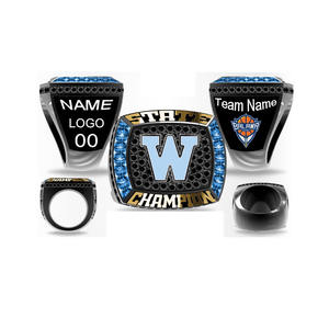 Bagues de championnat de sport en métal émaillé et doré avec logo personnalisé personnalisé - Product Image 4