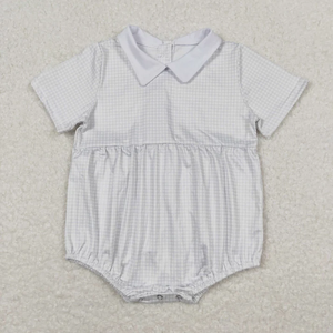 Monos para bebés niñas sin mangas con estampado floral y cuello a cuadros con volantes - Product Image 3