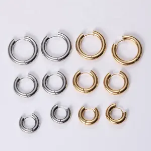Smooth Simple Style 2cm 2.5cm 3cm Stainless Steel Polished O Shape Hoop Earrings