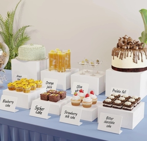 Xách tay hiện đại <span class=keywords><strong>Acrylic</strong></span> tự chọn Bảng risers Trắng Wedding party Cube hiển thị cho thực phẩm uống Set của món tráng miệng hộp hiển thị - Product Image 3