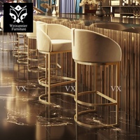Chaise de bar contemporaine de haute qualité en velours blanc rembourrée, mobilier commercial moderne pour bar à domicile et comptoir de cuisine
