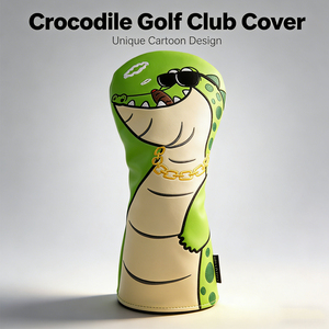 Housse de club de <span class=keywords><strong>golf</strong></span> en cuir PU imperméable brodée motif alligator de dessin animé avec doublure en peluche pour driver, fairway et hybride - Product Image 3