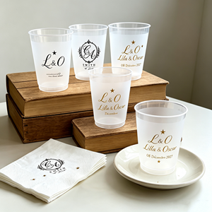 Gobelets à champagne jetables en plastique transparent pour les fêtes du Nouvel An et de Noël, verres à mimosa en PS à paroi simple avec serviette - Product Image 1