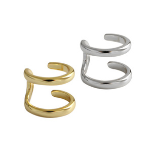 European American Modern Geometric Two Band Ear Cuffs Earrings 925 Sterling Silver For Women