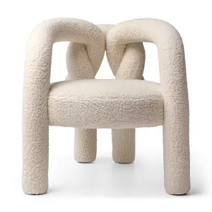 White Boucle Modern Luxury Nordic Lounge Accent Arm Dressing Chairs Furniture Relax Lounge Single Armchair For Living Room