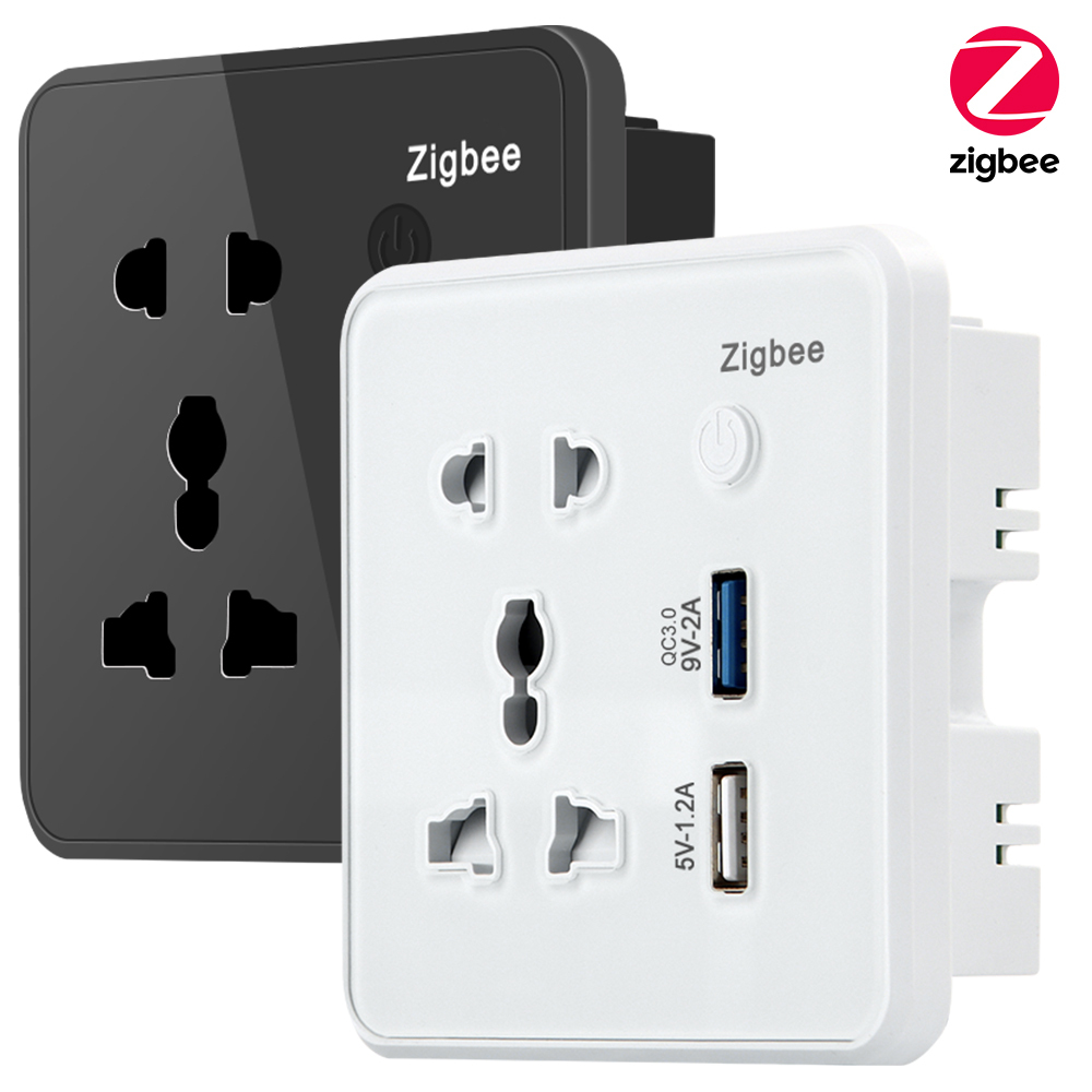 Умная розетка SMATRUL Tuya Zigbee, настенная розетка с закаленным стеклом, быстрое зарядное устройство 3,0, Usb-зарядка, таймер, Google Home Alexa