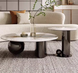Table basse italienne, luxe léger, ardoise, salon, table ronde moderne, combinaison - Product Image 6