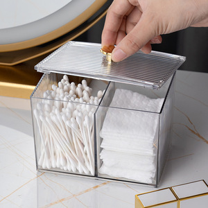 Transparent Cosmetic Storage <b>Box</b> With Cotton Swabs And Pads Organizer Rectangular Desktop <b>Makeup</b> Organizer For Bathroom Vanity - Product Image 3
