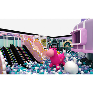 Aire de jeux intérieure colorée avec toboggans, équipement de jeux d'intérieur commercial en plastique avec piscine à balles - Product Image 1