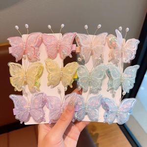 Juego de <span class=keywords><strong>2</strong></span> horquillas de mariposa bordadas para niños a la moda, pinzas para el pelo de princesa, pinzas para el pelo para niñas - Product Image 1