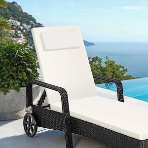Sillón de ratán de estilo europeo de alto nivel de apariencia ajustable con almohadas cómodas, adecuado para piscinas de jardín - Product Image 6