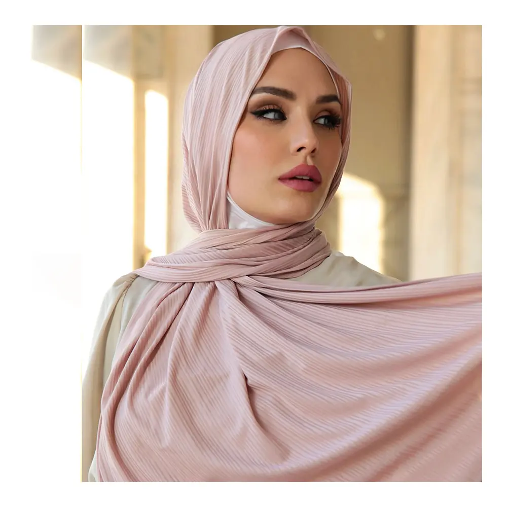 Wholesale OEM ODM High Quality Premium Scarves Shawl Muslim Hijab for Women Stretchy Scarf Knitted Ribbed Jersey Hijab Musulman