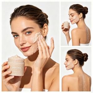 Exfoliante Corporal, Compra al por Mayor Productos Coreanos, Exfoliante en Cubos de Azúcar, Frascos Negros Vacíos de 8oz, Envase para Exfoliante Corporal Blanqueador - Product Image 3