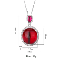 Liontin Retro baru dengan rantai Tautan 18*20 simulasi merah Spinel & merpati batu utama korundum biru untuk Hari Jadi