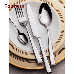 Hiện đại thép không gỉ Wedding muỗng, nĩa và dao Bộ đồ ăn Set, tùy chỉnh-thực hiện sang trọng nhà hàng kim loại Bộ đồ ăn - Product Image 1