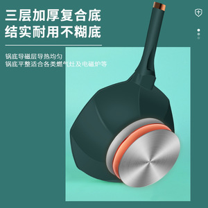 Konka Octagonal Non-Stick Wok Titanium Alloy Large Capacity Flat Bottom Frying Pan For Home Cooking - Product Image 4