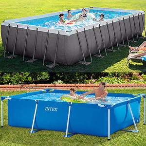 Piscina rectangular Intex con marco, extra grande, para adultos y niños, de uso exterior, sobre el suelo. - Product Image 1