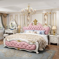 Muebles de Dormitorio Clásicos y Económicos, Estilo Europeo Moderno Minimalista, Cama de Madera Maciza de Lujo con Respaldo Suave y Almacenamiento