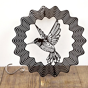 Decorazione del giardino <span class=keywords><strong>colibrì</strong></span> 3D rotante Wind Chime Spinner in acciaio inox esterno appeso ornamento girevole Wind Spinner - Product Image 2