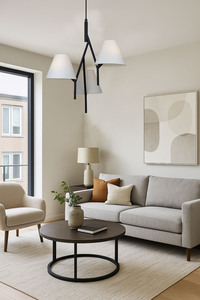 Hiện đại ba-ánh sáng mặt dây đèn Chất lượng cao vải sắt phong cách hiện đại với màu trắng Chụp đèn có thể điều chỉnh chiều cao hình dạng dài - Product Image 5