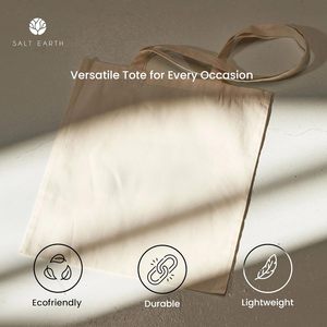 Bolsas de mano reutilizables de algodón 100%, patrón de tierra salada, estilo de moda para compras de comestibles a granel, uso de regalos de <span class=keywords><strong>playa</strong></span> DIY - Product Image 6