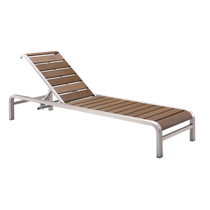 <span class=keywords><strong>Tumbona</strong></span> de aluminio marrón para exteriores de madera plástica para piscina, jardín, restaurante, Hotel, Villa para relajación junto a la piscina - Product Image 2