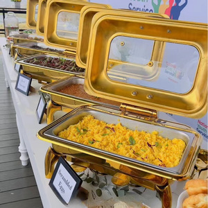 מגש חימום מזון יוקרתי מנירוסטה 9 ליטר 201/304, מופעל באלכוהול, עם בקרת טמפרטורה 85-100 מעלות צלזיוס, לאירועים וקייטרינג. - Product Image 1