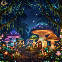 Installation de lanternes de jardin bioluminescentes, affichage lumineux des insectes pour jardin botanique, expérience lumineuse immersive nocturne