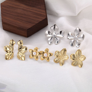 Mode vente chaude 925 en argent Sterling Vintage grande fleur boucles d'oreilles 18k plaqué or femmes exquis mignon boucles d'oreilles - Product Image 1