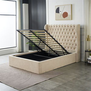 <span class=keywords><strong>Lit</strong></span> ottoman <span class=keywords><strong>de</strong></span> rangement Queen en tissu, design moderne et traditionnel, beige crème, avec tête <span class=keywords><strong>de</strong></span> <span class=keywords><strong>lit</strong></span> capitonnée et souple, et système <span class=keywords><strong>de</strong></span> levage à gaz - Product Image 5