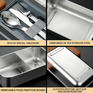Lekfre thép không gỉ hai lớp Bento hộp SS304 Hộp Ăn Trưa Bento leakproof kim loại Hộp Ăn Trưa cho người lớn thép không gỉ Hộp Ăn Trưa - Product Image 6