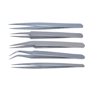 SUNTOOLS/STIPL Ensemble de 5 pinces à perles en acier inoxydable 160 MM avec embouts en caoutchouc irréguliers, outils de fabrication de bijoux pour une manipulation précise - Product Image 1