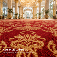 Moquette rouge sur mesure pour entrée d'hôtel VIP, nylon Axminster 12 mm, projet sur mesure