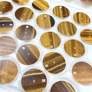 Esferas de reloj de 29.5mm, 30mm y 33mm personalizadas con piedra natural de ojo de tigre para componentes de relojería con movimiento Premium 9015 OEM. - Product Image 4