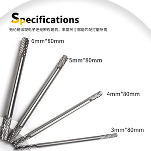 Double-ended Rotary <b>File</b> 80mm Tungsten Carbide Grinding Head For Metal Woodworking End Mill Tool - Product Image 4