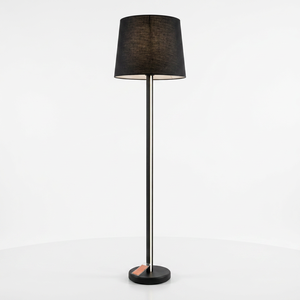 Lámpara de Pie Moderna de Estilo Europeo con Pantalla de Tela, Luz Principal E26/E27 y Tira de Luz LED Acrílica Integrada de 12W para Hotel - Product Image 1